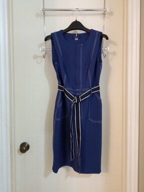 Tommy Hilfiger Royal Blue Sleeveless Belted Sheath Dress